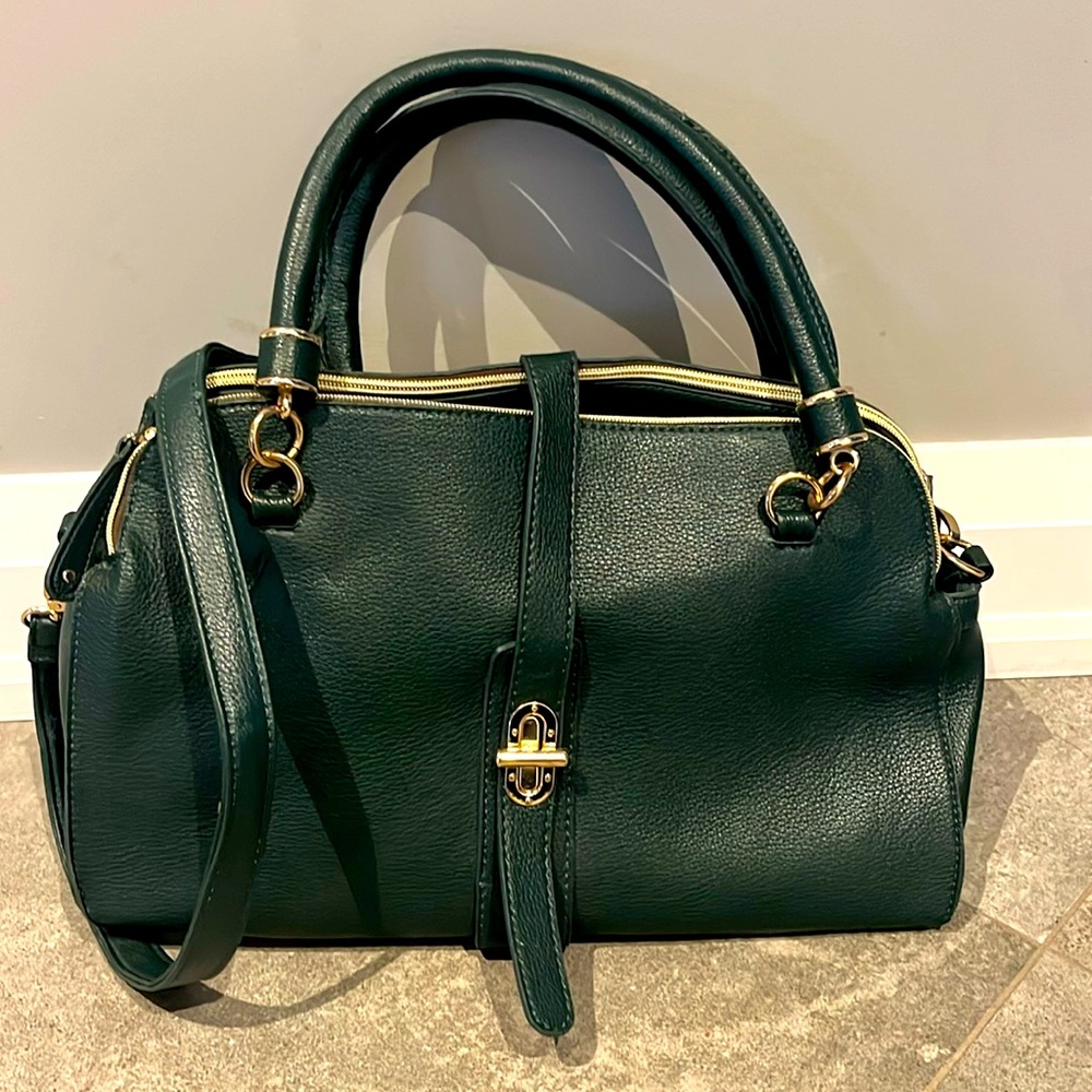 Street level vegan leather laptop/work bag in green